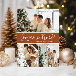 Cartes Pour Fêtes Annuelles Collage photo de Joyeux Noel<br><div class="desc">Cette fabuleuse carte de vacances 3 photos avec "Joyeux Noel!" dans une police de caractères de script moderne et votre nom de famille et année dans une police de caractères casquette traditionnelle propre et nette, en blanc sur terre cuite avec un dos assorti, est parfaite pour envoyer à votre famille...</div>