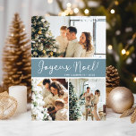 Cartes Pour Fêtes Annuelles Collage photo de Joyeux Noel<br><div class="desc">Cette fabuleuse carte de vacances 3 photos avec "Joyeux Noel!" dans une police de caractères de script moderne et votre nom de famille et année dans une police de caractères casquettes traditionnelle et nette, toutes deux en blanc sur bleu poussiéreux avec un dos assorti, est parfaite pour envoyer à votre...</div>