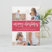 Cartes Pour Fêtes Annuelles Collage photo de Joyeux Noël en écriture Brush Scr (Debout devant)
