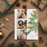 Cartes Pour Fêtes Annuelles Collage photo de l'arbre de Noël Noël<br><div class="desc">Accueillez vos proches dans un style chaleureux et festif ce Noël avec une carte de vacances élégante avec trois de vos photos préférées ! Imprimé avec audace sur des cartons de qualité, le magnifique arbre de Noël aquarelle est décoré de tons dorés et crème de champagne avec des lampes à...</div>