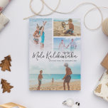 Cartes Pour Fêtes Annuelles Collage photo de Mele Kalikimaka<br><div class="desc">Simple carte de Noël hawaïenne avec un collage photo de 4 de votre merveilleuse famille,  le dicton "mele kalikimaka",  deux dessins d'étoiles de mer,  votre nom de famille,  et l'année.</div>