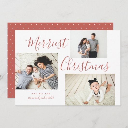 Cartes Pour Fêtes Annuelles Collage photo de Noël 3 le plus joyeux (Devant / Derrière)