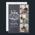 Cartes Pour Fêtes Annuelles Collage photo de Noël 3 Tableau noir Bohème<br><div class="desc">Un design de vacances élégant et boho à 3 photos pour que vous puissiez le personnaliser avec vos photos préférées dans des cadres dorés, message, noms et année sur un fond de tableau noir. Le verso présente des flocons de neige qui tombent sur un fond de tableau noir assorti. Conçu...</div>