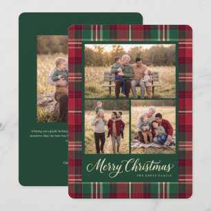 Cartes Pour Fêtes Annuelles Collage photo de Noël avec tartan rouge classique