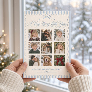 Cartes Pour Fêtes Annuelles Collage photo de Noël avec un nœud bleu petite ann