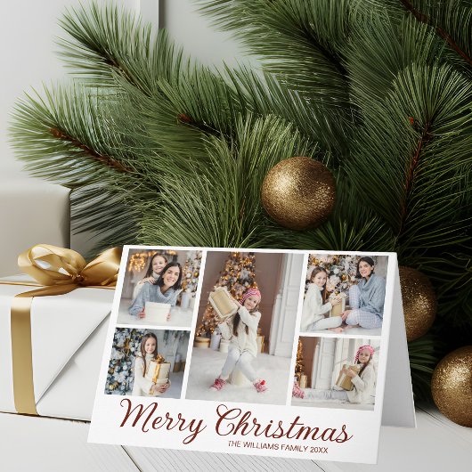 Cartes Pour Fêtes Annuelles Collage photo de Noël élégant avec écriture rouge