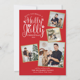 Cartes Pour Fêtes Annuelles Collage photo de Noël Festive Holly Jolly