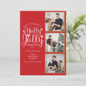 Cartes Pour Fêtes Annuelles Collage photo de Noël Holly Jolly Script 3 (Debout devant)