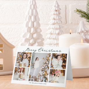 Cartes Pour Fêtes Annuelles Collage photo de Noël minimaliste chic plié