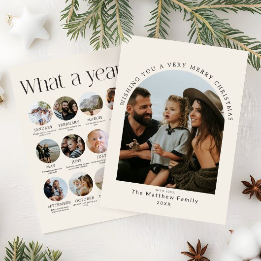 Cartes Pour Fêtes Annuelles Collage photo de Noël moderne neutre Quelle année