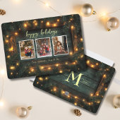 Cartes Pour Fêtes Annuelles Collage photo de Noël rustique Pine Garland Lumièr