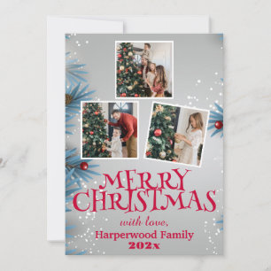 Cartes Pour Fêtes Annuelles Collage photo de Noël simple élégant en famille