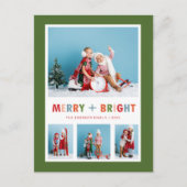Cartes Pour Fêtes Annuelles Collage photo de Noël Vert Joyeux et Lumineux (Devant)
