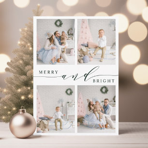 Cartes Pour Fêtes Annuelles Collage photo élégant vert Merry & Bright 4
