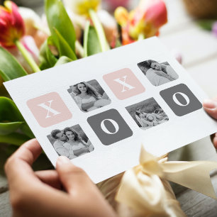 Cartes Pour Fêtes Annuelles Collage photo en couple & Pastel rose & gris XOXO