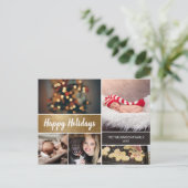 Cartes Pour Fêtes Annuelles Collage photo en or personnalisé Noël (Debout devant)