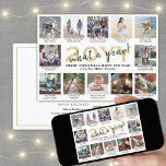 Cartes Pour Fêtes Annuelles Collage photo et légendes What a Year Gold White<br><div class="desc">Quelle année de souvenir ! Envoyez des salutations joyeux et partagez 12 de vos photos préférées avec une colocation 5x7 photo carte de vacances. (CONSEIL EN MATIÈRE DE PLACEMENT D'IMAGE : Une façon simple de centrer une photo exactement comment vous voulez est de la rogner avant de la télécharger sur...</div>