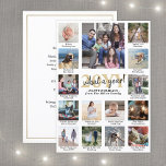 Cartes Pour Fêtes Annuelles Collage photo et légendes What a Year Gold White<br><div class="desc">Quelle année de souvenir ! Envoyez des salutations joyeux et partagez 15 de vos photos préférées avec une carte de vacances photo collage 5x7 personnalisée. (CONSEIL EN MATIÈRE DE PLACEMENT D'IMAGE : Une façon simple de centrer une photo exactement comment vous voulez est de la rogner avant de la télécharger...</div>