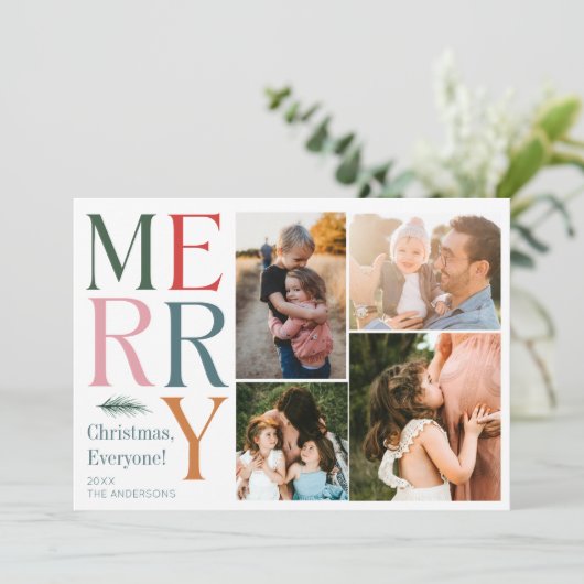 Cartes Pour Fêtes Annuelles Collage Photo Familial de Noël Moderne Vacances (Debout devant)