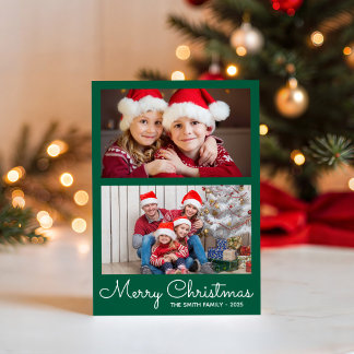 Cartes Pour Fêtes Annuelles Collage photo Festive Hunter Green 2