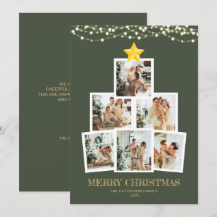 Cartes Pour Fêtes Annuelles Collage photo Forêt Verte Guirlande lumineuse Noël