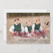 Cartes Pour Fêtes Annuelles Collage photo Joyeux et brillant de script rouge é (Devant)