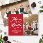 Cartes Pour Fêtes Annuelles Collage photo Joyeux et brillant de script rouge é<br><div class="desc">Les cartes photos de vacances "Joyeux et brillants" disposent d'une belle écriture de script et d'un design biface avec plusieurs photos en formats portrait et paysage. Personnalisez le texte blanc avec un message personnalisé et sélectionnez deux de vos photos de famille préférées pour l'avant et l'arrière de la carte. La...</div>