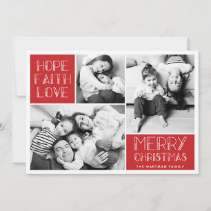 Cartes Pour Fêtes Annuelles Collage photo Joyeux moderne Rouge