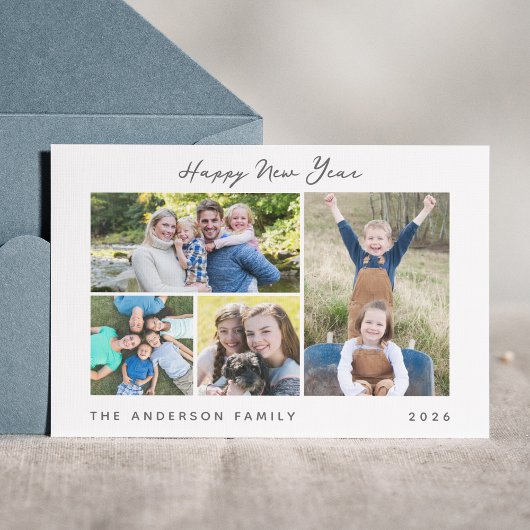 Cartes Pour Fêtes Annuelles Collage photo Joyeux Nouvel An écriture minimale