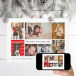 Cartes Pour Fêtes Annuelles Collage photo minimal<br><div class="desc">7 zones photo dans différentes orientations ; "cadre" blanc peut être changé à n'importe quelle couleur dans l'éditeur,  ainsi que les accents saint et pin. Choisissez aussi vos polices ! Ajoutez un message au dos ou plusieurs photos si vous le souhaitez.</div>