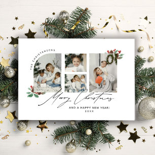Cartes Pour Fêtes Annuelles Collage photo minimaliste Joyeux Collage de Noël