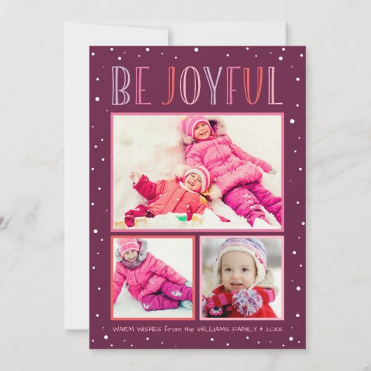 Cartes Pour Fêtes Annuelles Collage photo moderne Burgundy rose joyeux (Devant)