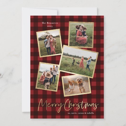 Cartes Pour Fêtes Annuelles Collage photo moderne Gold Joyeux Noël (Devant)