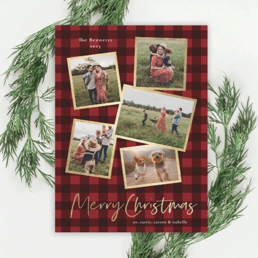 Cartes Pour Fêtes Annuelles Collage photo moderne Gold Joyeux Noël