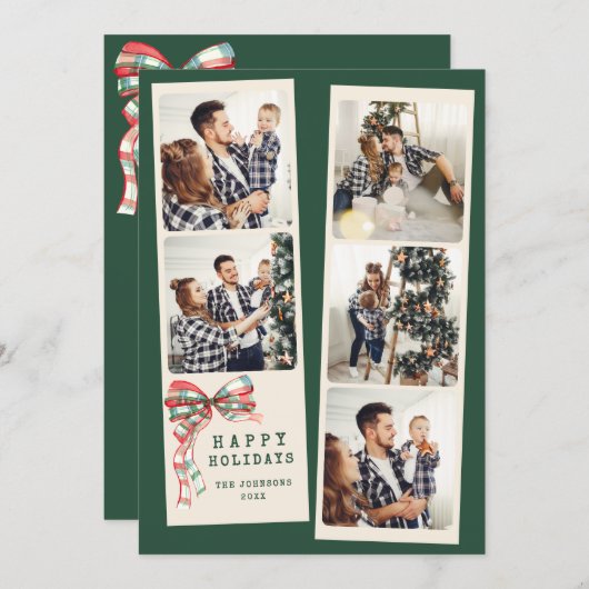 Cartes Pour Fêtes Annuelles Collage Photo Moderne Joyeux Noël Simple (Devant / Derrière)