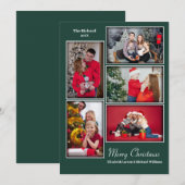 Cartes Pour Fêtes Annuelles Collage photo moderne minimal vert Noël (Devant / Derrière)