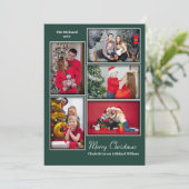 Cartes Pour Fêtes Annuelles Collage photo moderne minimal vert Noël (Debout devant)