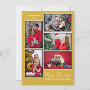 Cartes Pour Fêtes Annuelles Collage photo moderne minimum or Noël