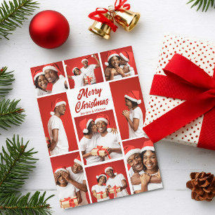Cartes Pour Fêtes Annuelles Collage photo Noël gras rouge 2025