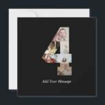 Cartes Pour Fêtes Annuelles Collage photo noir et blanc numéro 4<br><div class="desc">Ce produit personnalisable est l'endroit où les photos sont disposées pour former la forme d'un nombre. Il est souvent utilisé pour les célébrations importantes comme les anniversaires, les anniversaires de mariage ou les réalisations, permettant aux utilisateurs de mettre en valeur des images mémorables dans un seul affichage accrocheur. Les conceptions...</div>