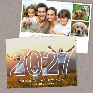 Cartes Pour Fêtes Annuelles Collage photo Nouvel An 2027 minimaliste
