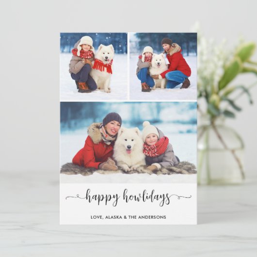 Cartes Pour Fêtes Annuelles Collage photo personnalisé de chien Joyeux Howlida (Debout devant)