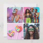 Cartes Pour Fêtes Annuelles Collage Photo Personnalisé Moderne Texte Rétro Rou (Dos)