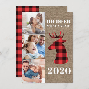 Cartes Pour Fêtes Annuelles Collage photo rustique Oh Deer Plaid