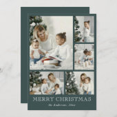 Cartes Pour Fêtes Annuelles Collage photo simple Christmas Dark Forest Green (Devant / Derrière)