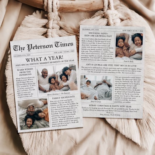 Cartes Pour Fêtes Annuelles Collage photo unique de Noël du journal