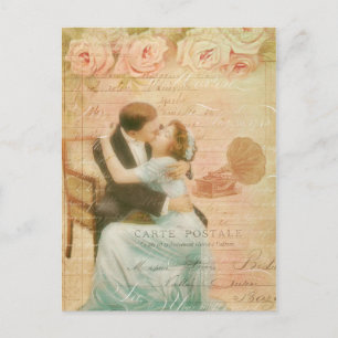 Cartes Pour Fêtes Annuelles Collage vintage de la Saint Valentin Kissing Coupl