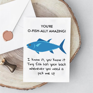 Cartes Pour Fêtes Annuelles Colleague Bestie Funny Fish Appréciation Card