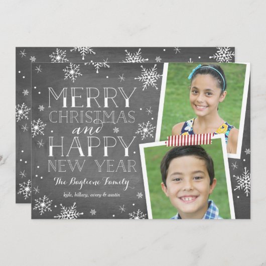 Cartes Pour Fêtes Annuelles Collection de flocons de neige dessinés (Devant / Derrière)