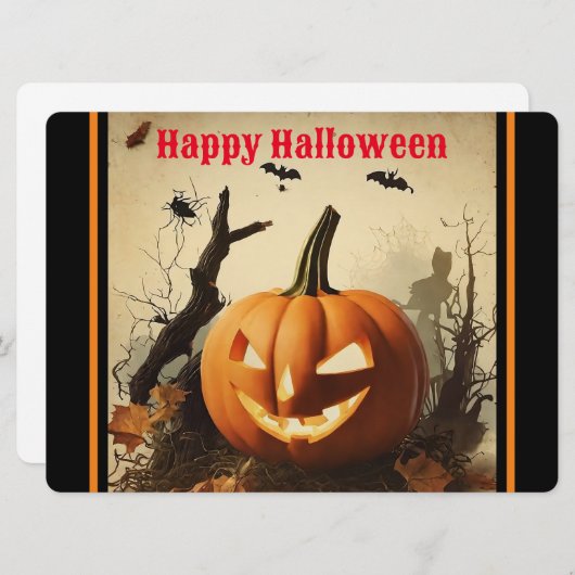 Cartes Pour Fêtes Annuelles Collection Halloween Citrouille éffrayant (Devant / Derrière)